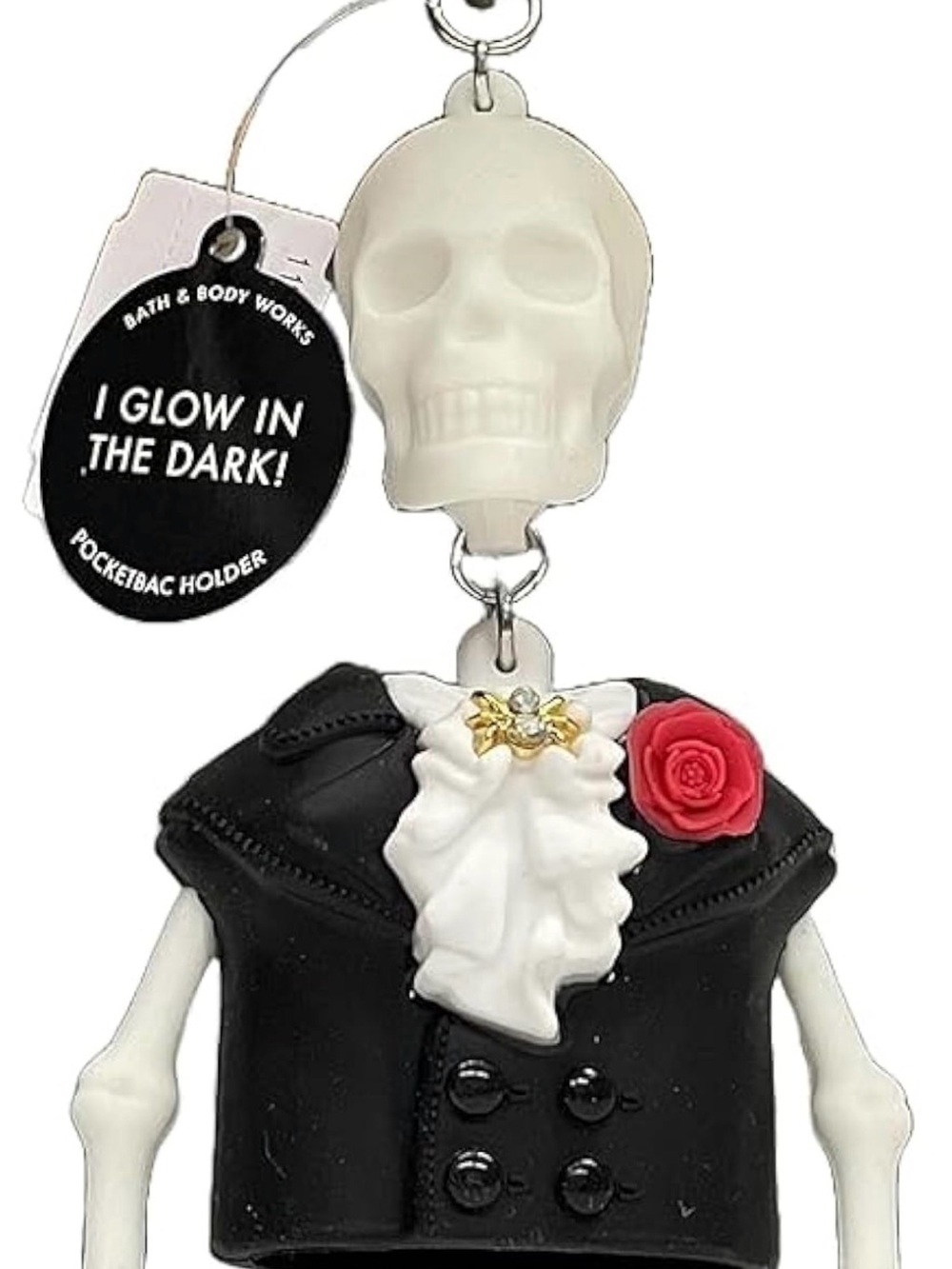 Bath & Body Works Black & White Glow Dapper Skeleton PocketBac Holder